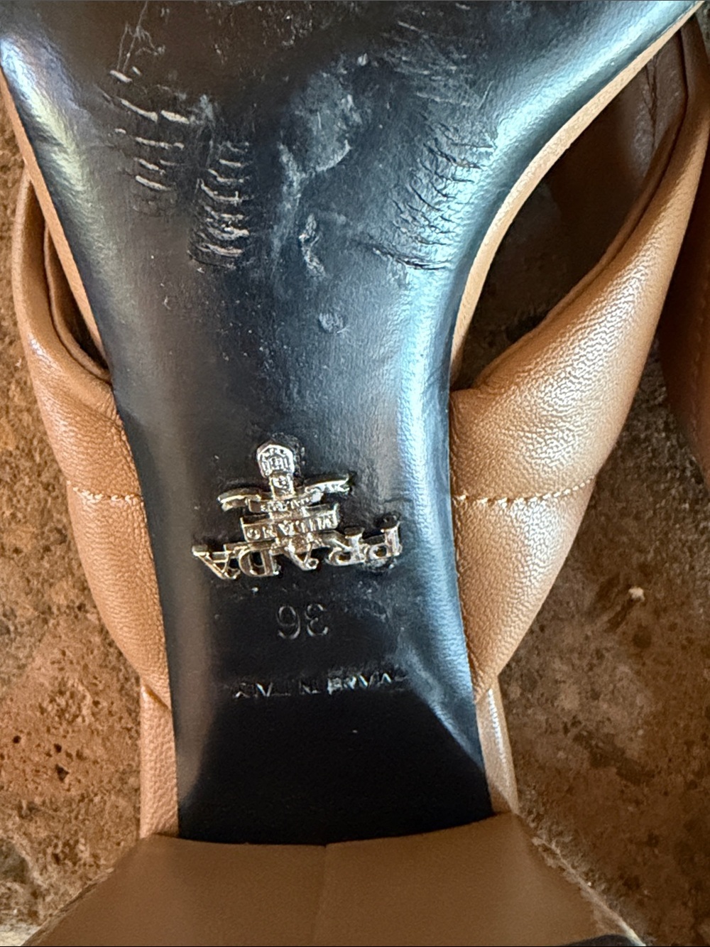 Auth. Prada Quilted Leather Crisscross Block Heel Mules - Picture 8 of 12